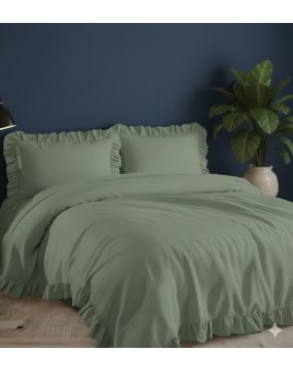 ETEHOMETEX %100 Doğal Pamuk Tek Kişilik Fırfırlı Nevresim Seti 160x220 cm YEŞİL 8696474232068